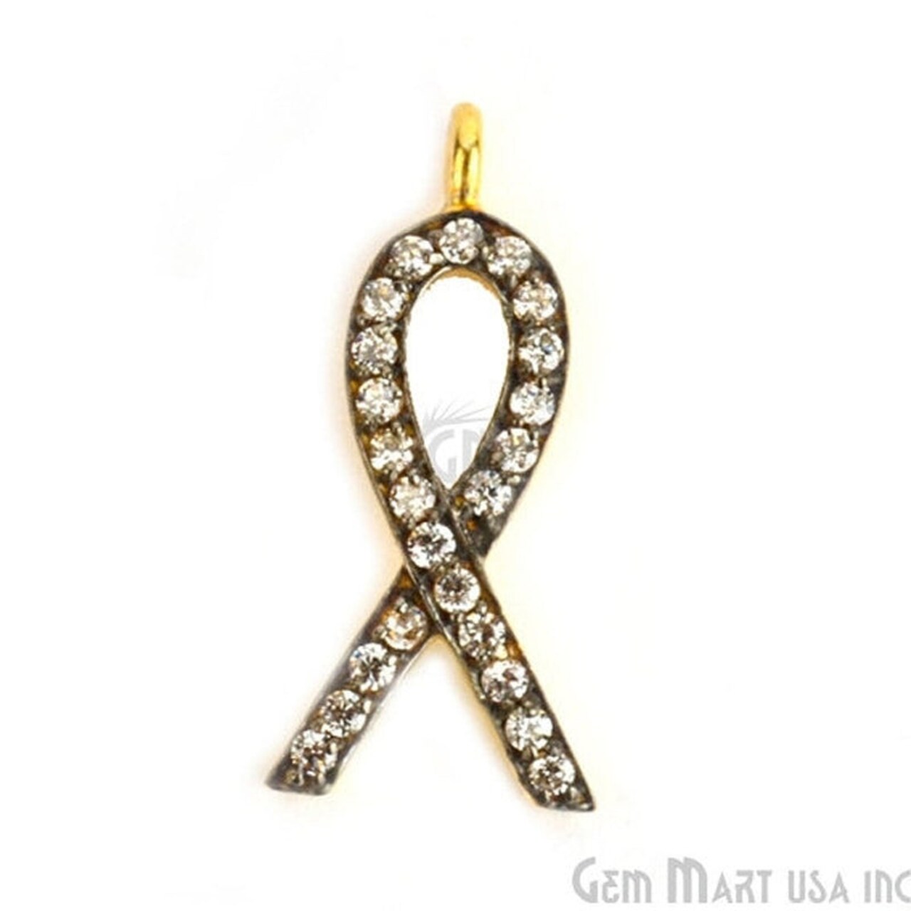 Cubic Zirconia Symbol Pendants, Gold Vermeil Pave Charms, Bracelet and Necklace Pendants, Real CZ Gems, GemMartUSA (CH_M)